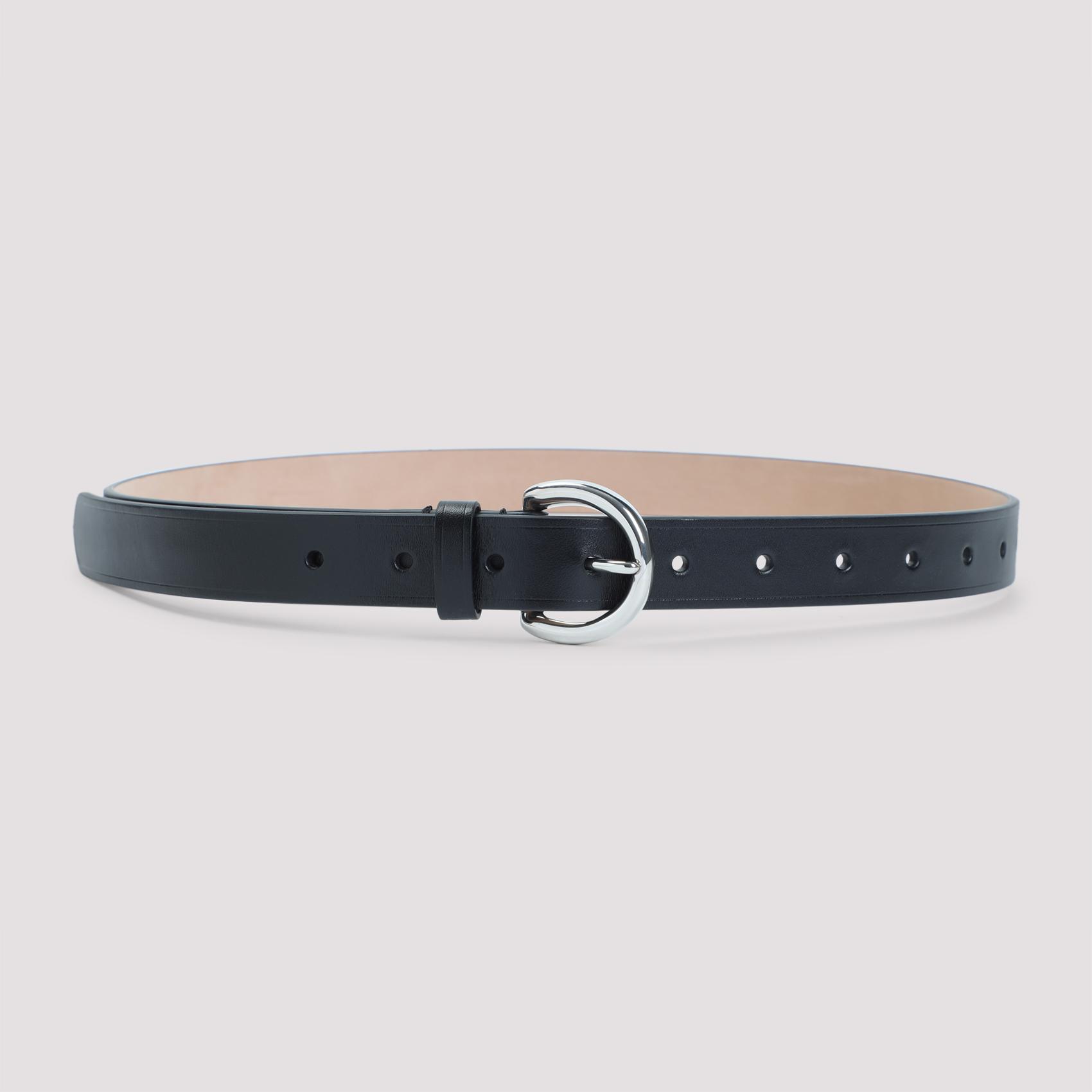 phoebe philo round buckle 25mm belt black calf leather - women