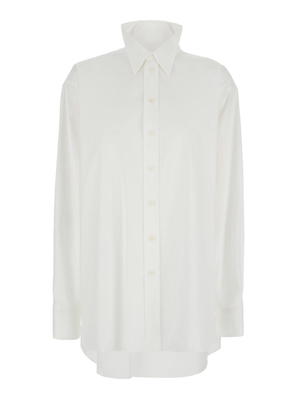 phoebe philo white shirt with classic collar and logo embroidery on the cuff in cotton woman