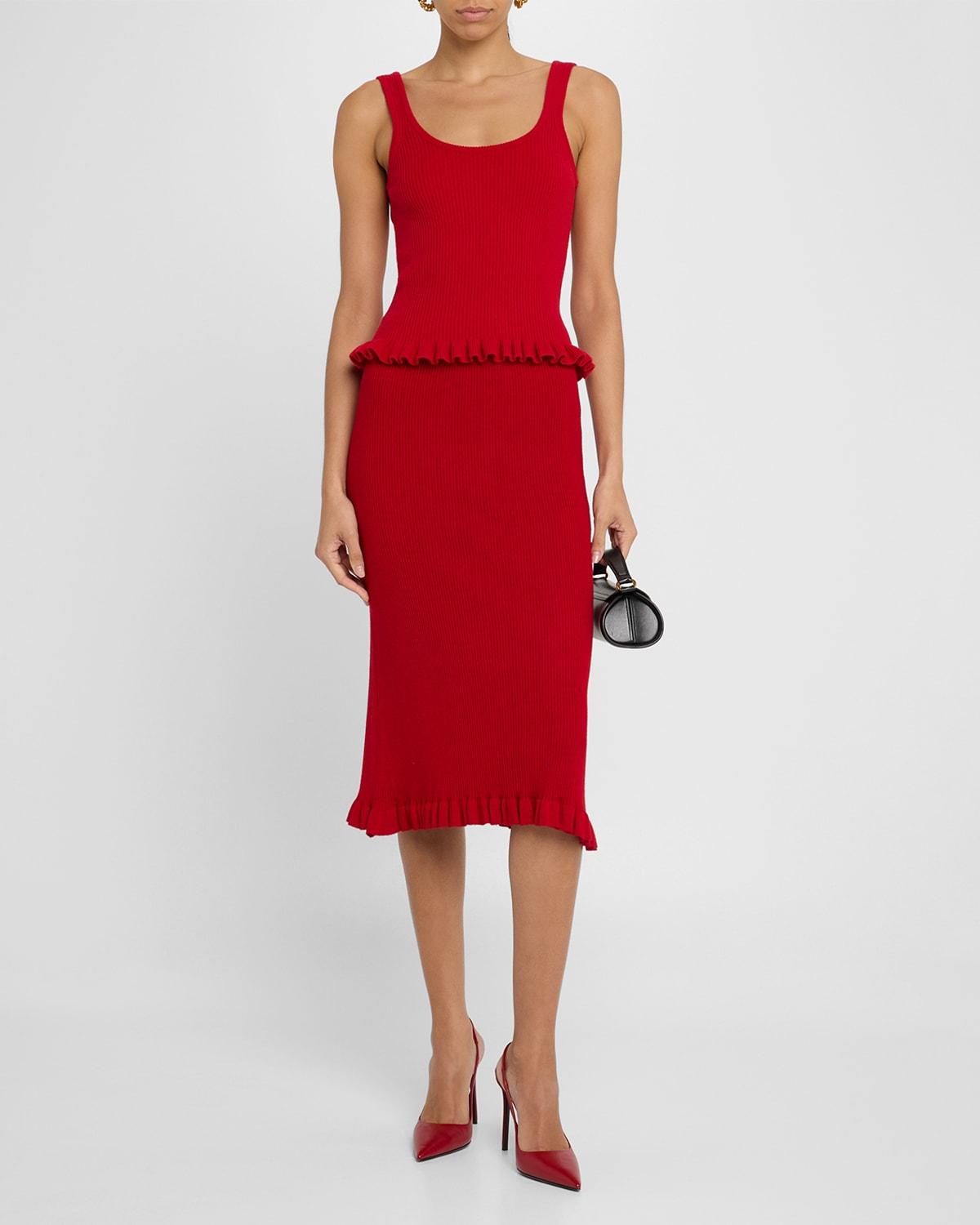 phoebe ruffle-hem cashmere knit tank top
