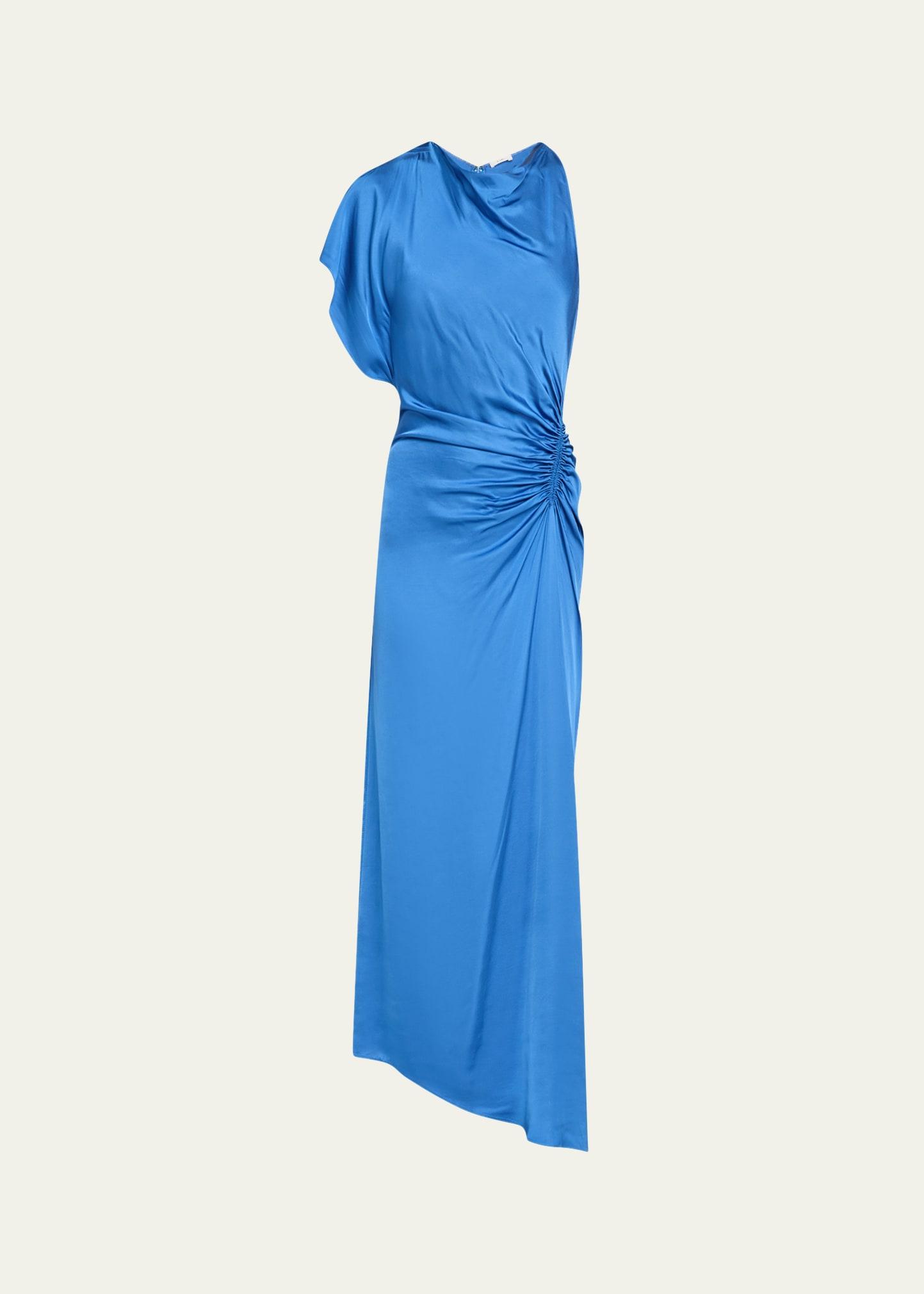 pia asymmetric draped satin dress
