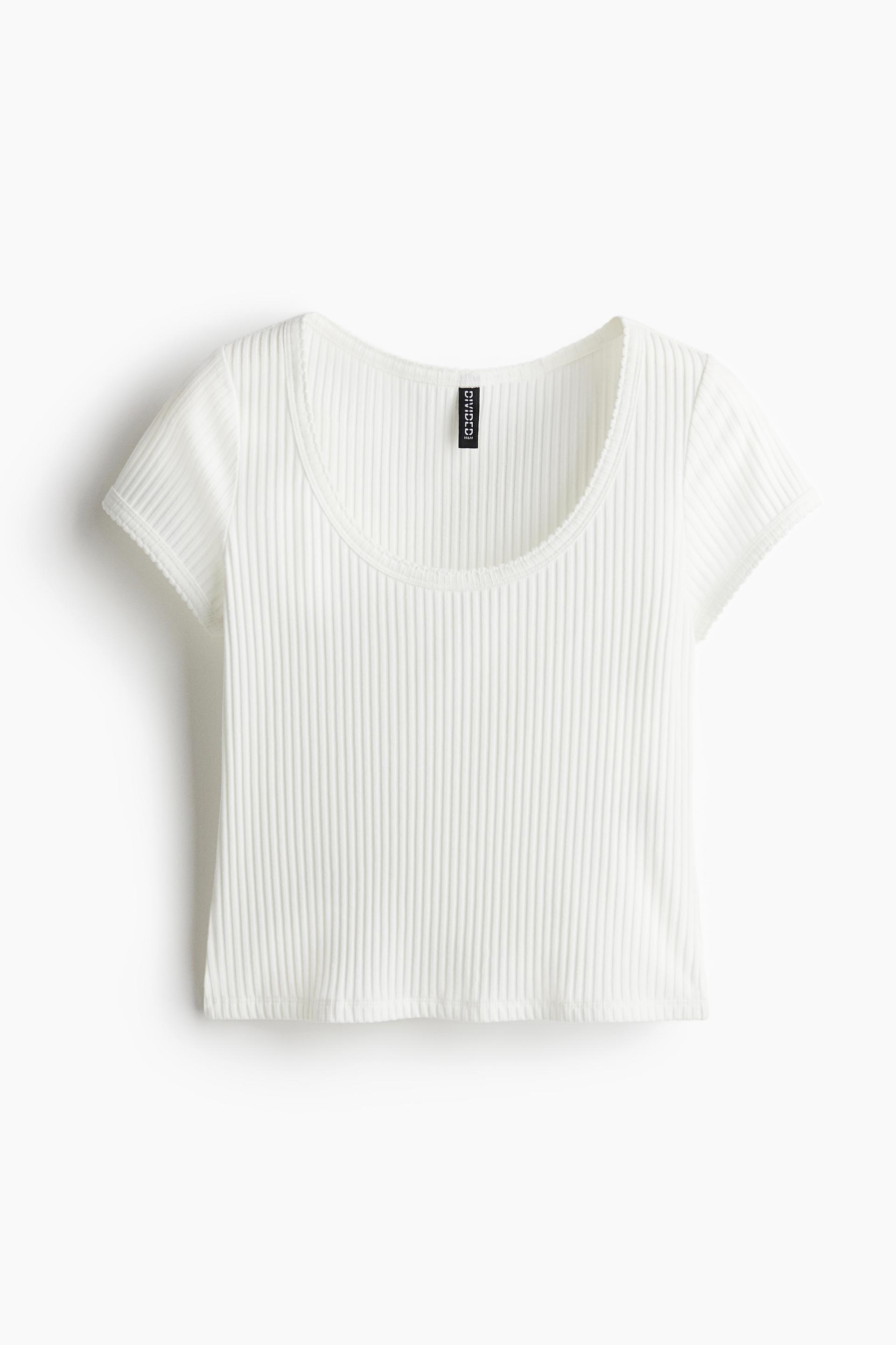 picot-trimmed ribbed t-shirt