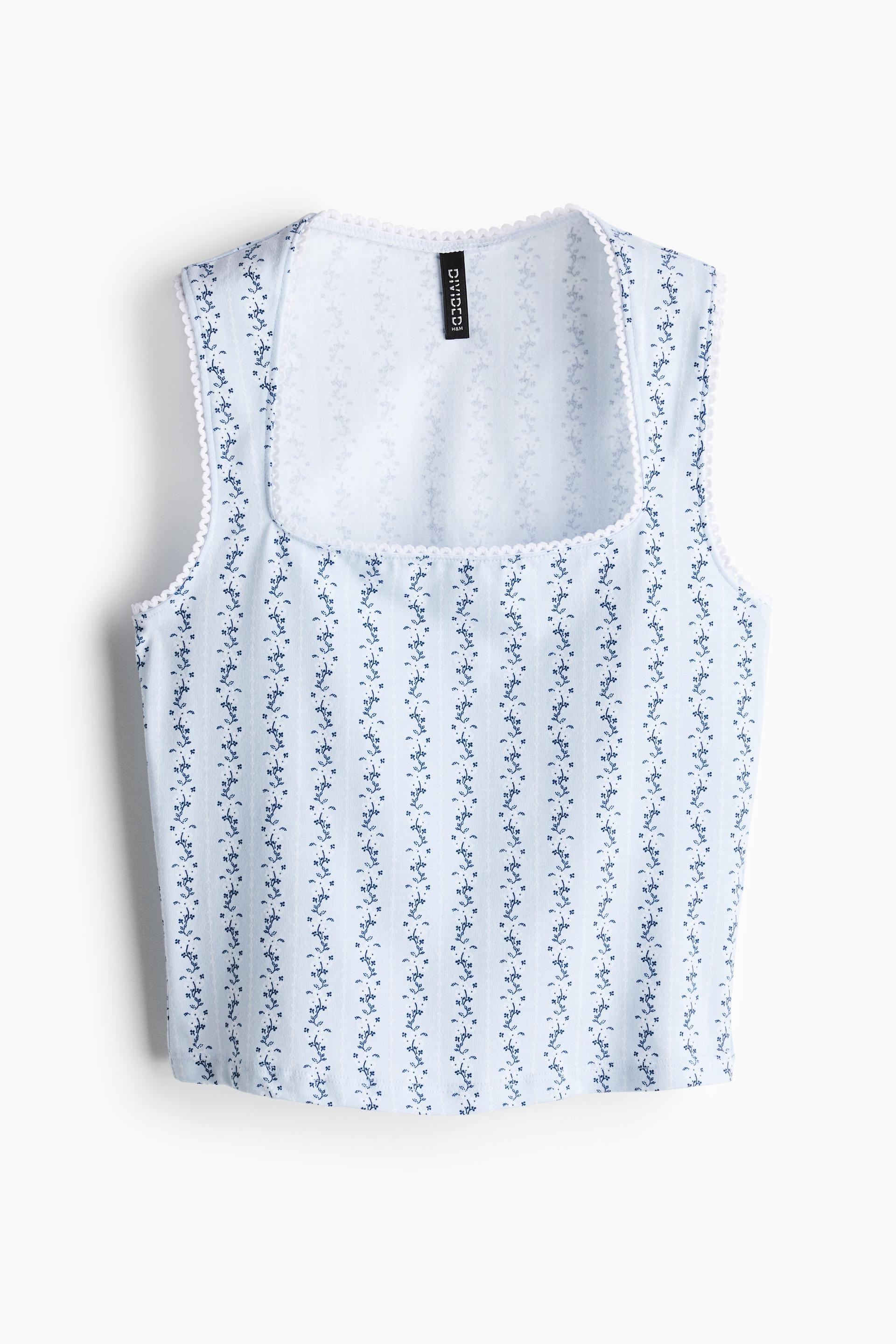 picot-trimmed sleeveless top
