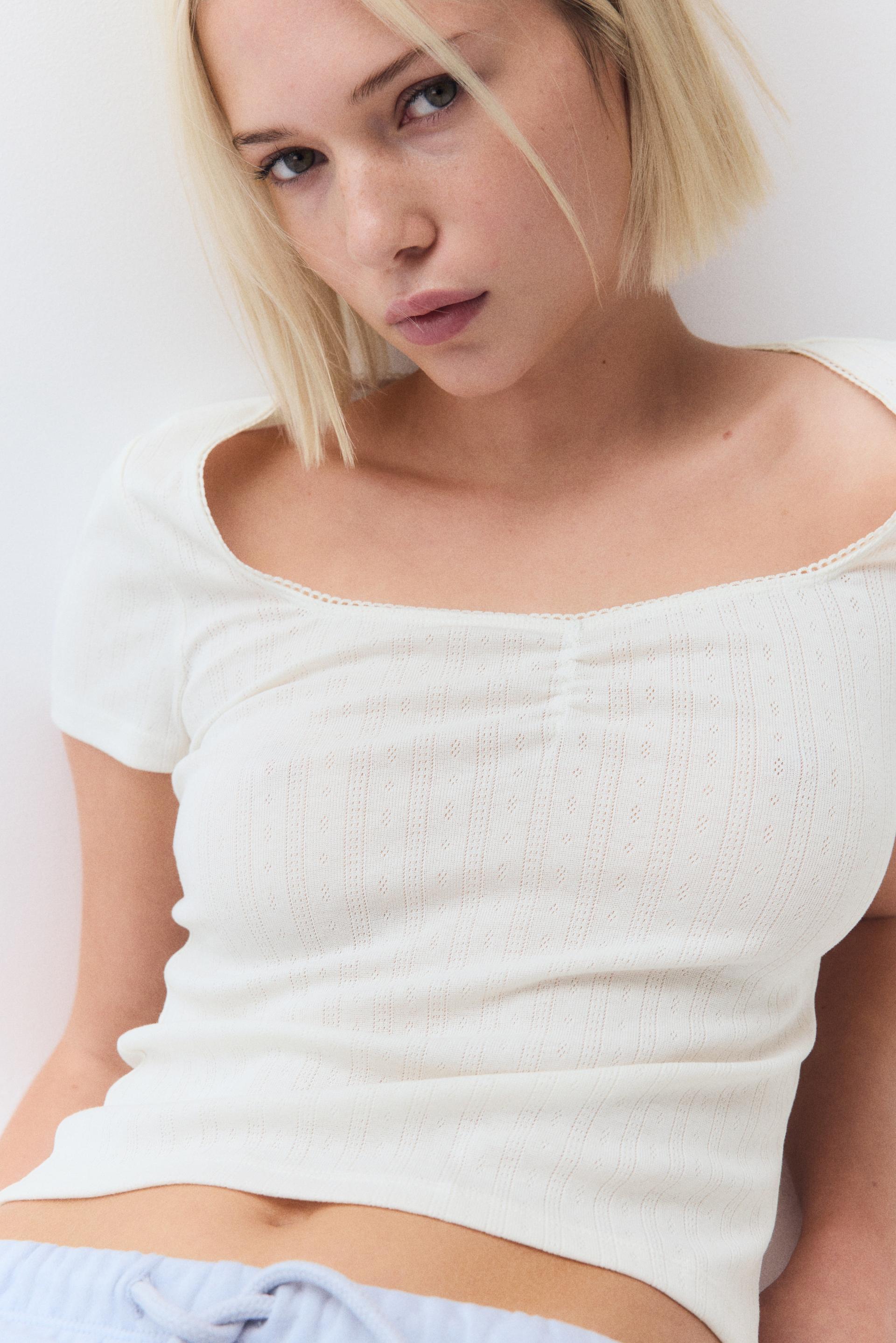 picot-trimmed t-shirt