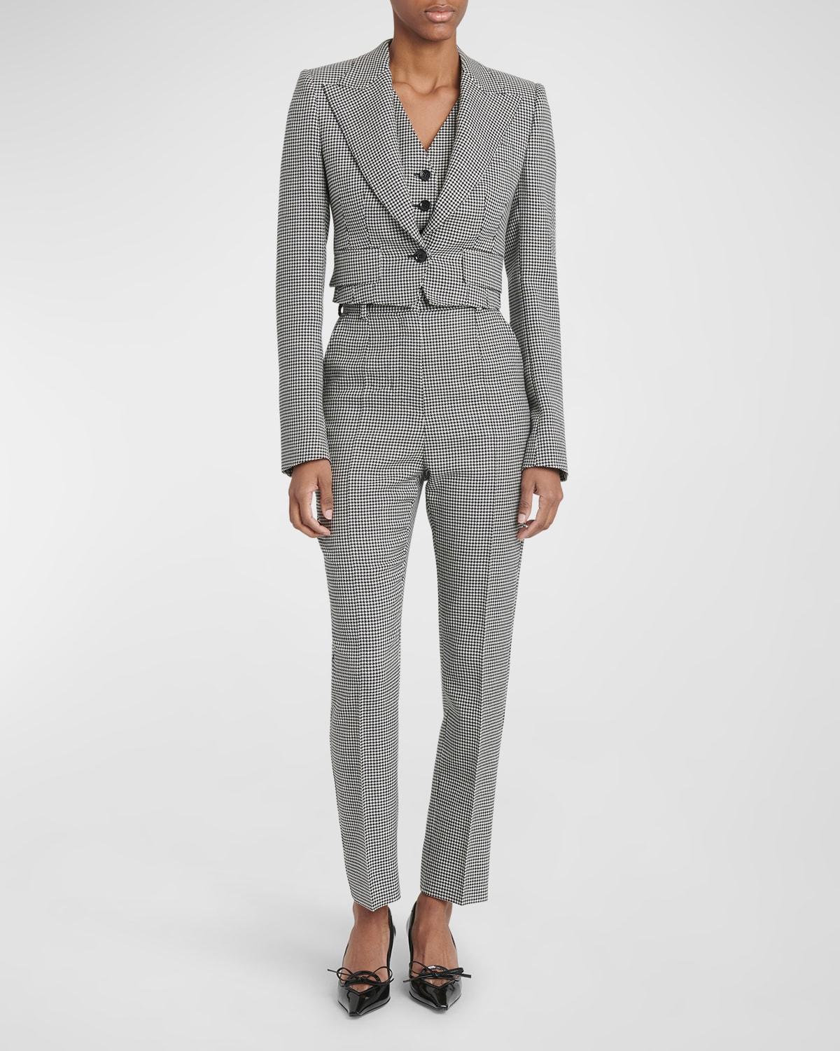 pied de poul wool straight-leg pants