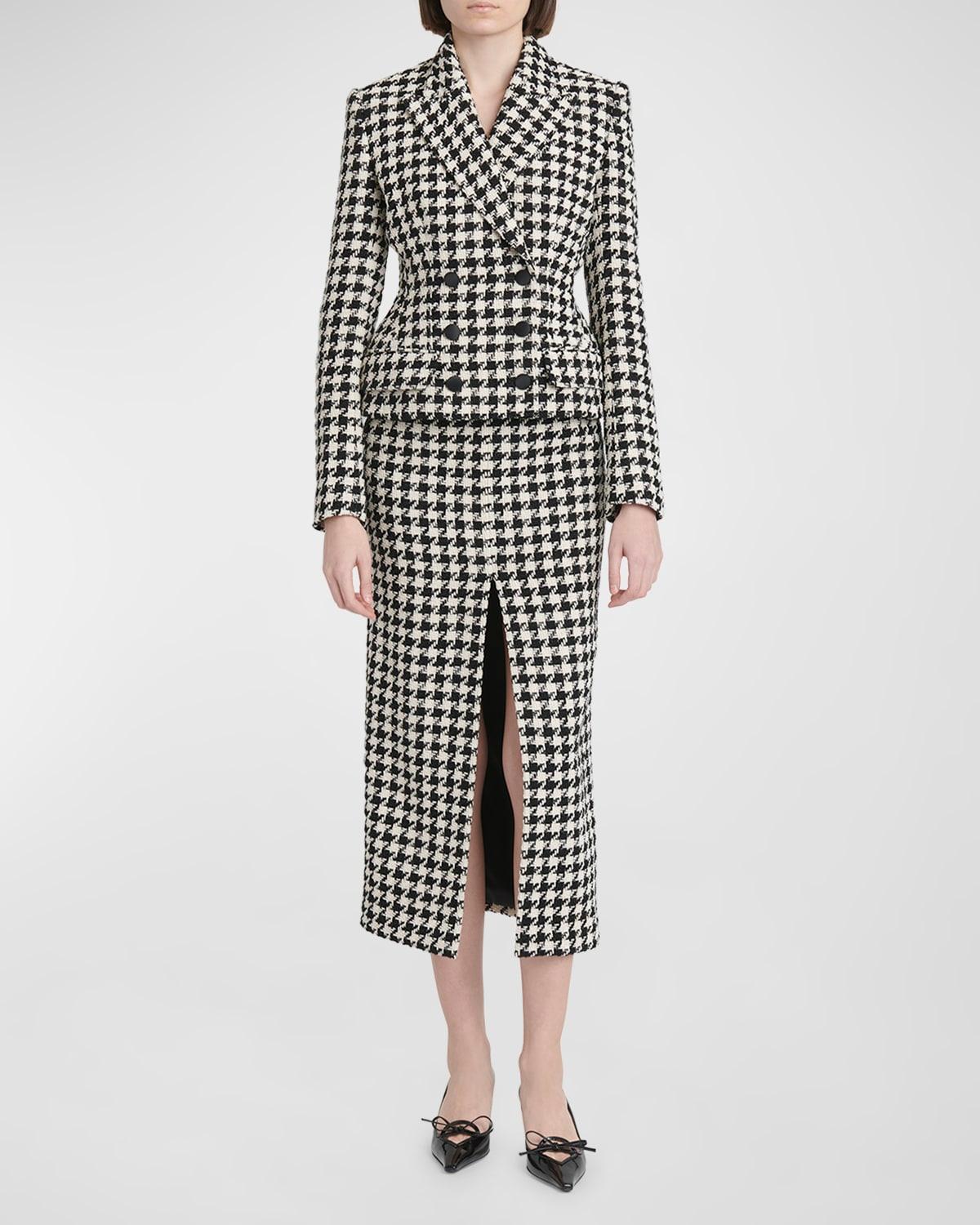 pied de poule wool maxi skirt