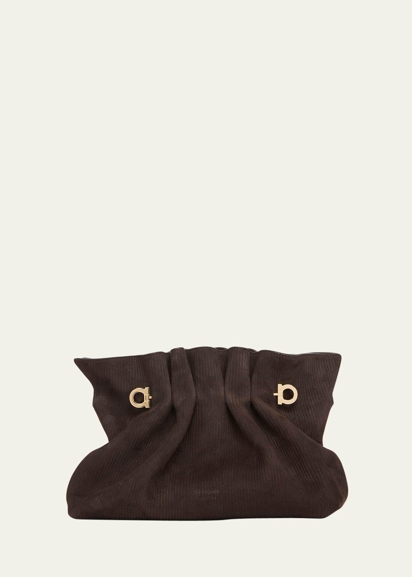 piercing suede corduroy shoulder bag