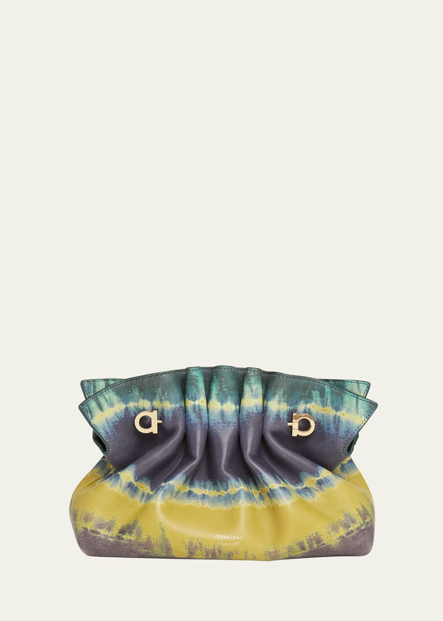 piercing tie-dye printed leather shoulder bag