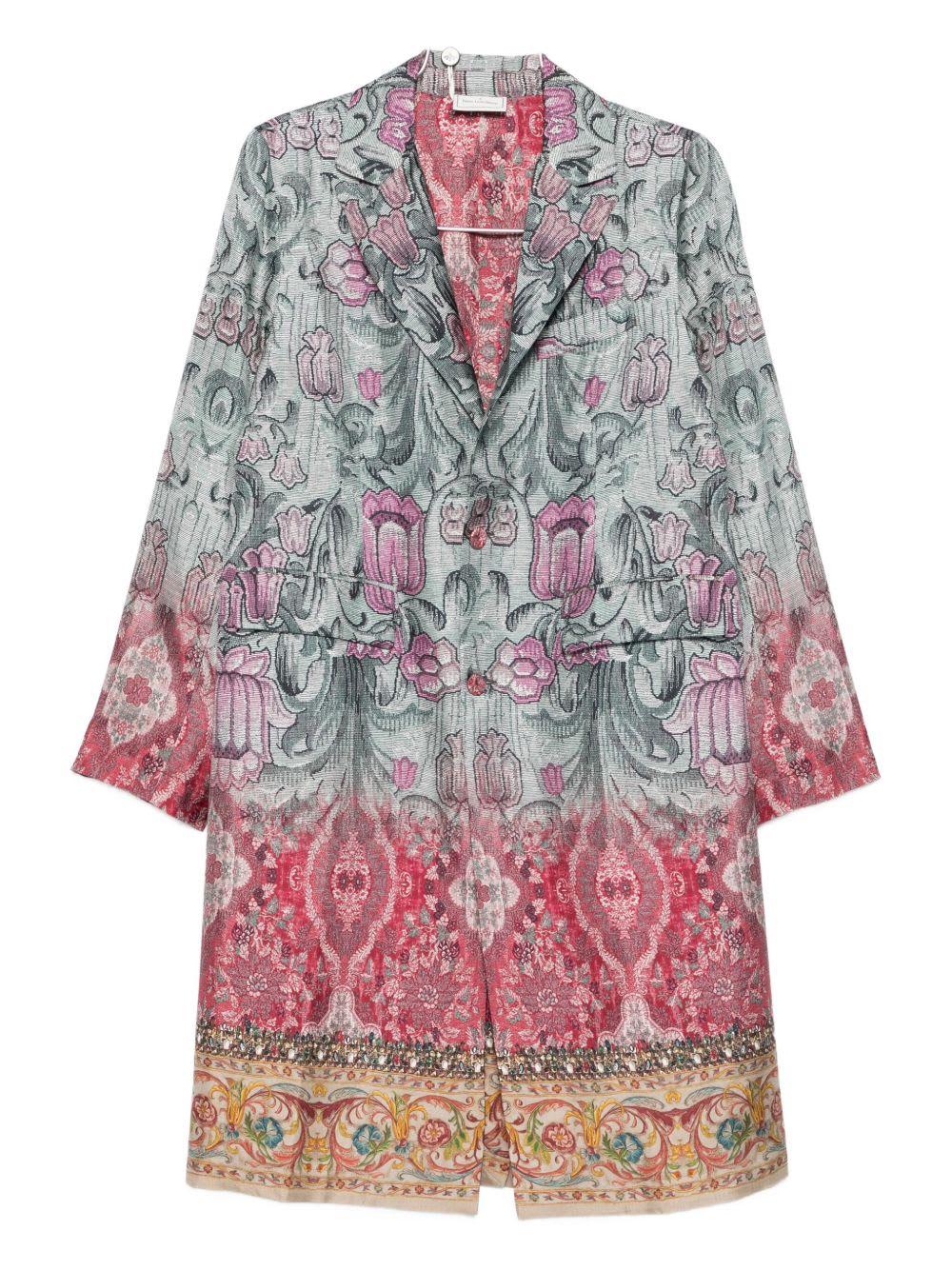 pierre-louis mascia silk printed single-breasted coat