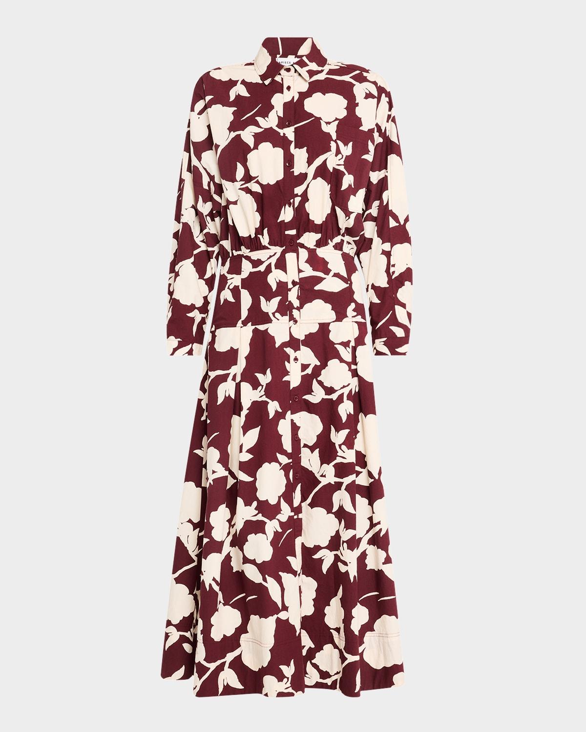 pietra pleated floral-print maxi shirtdress