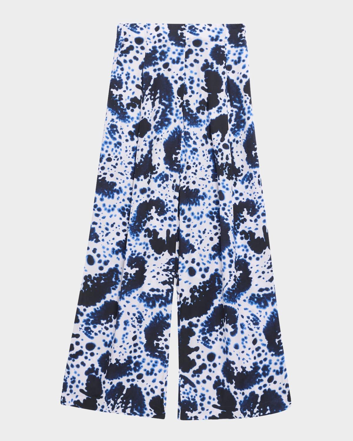pila abstract-print pleated wide-leg pants