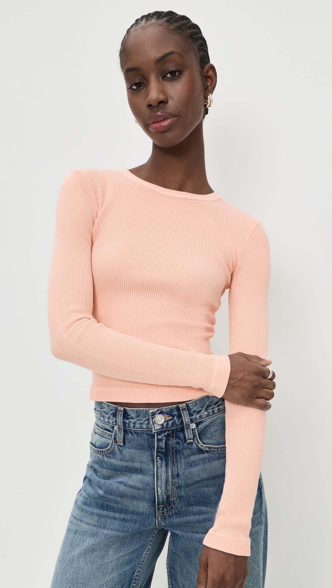 pilar waffle crewneck top