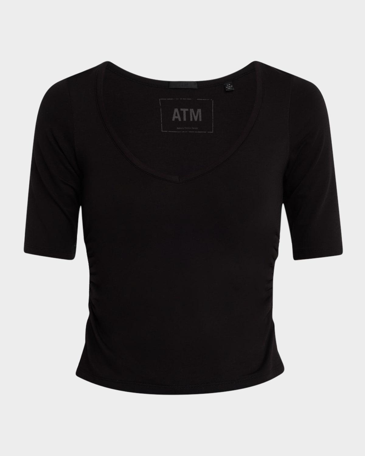 pima cotton elbow sleeve v-neck tee
