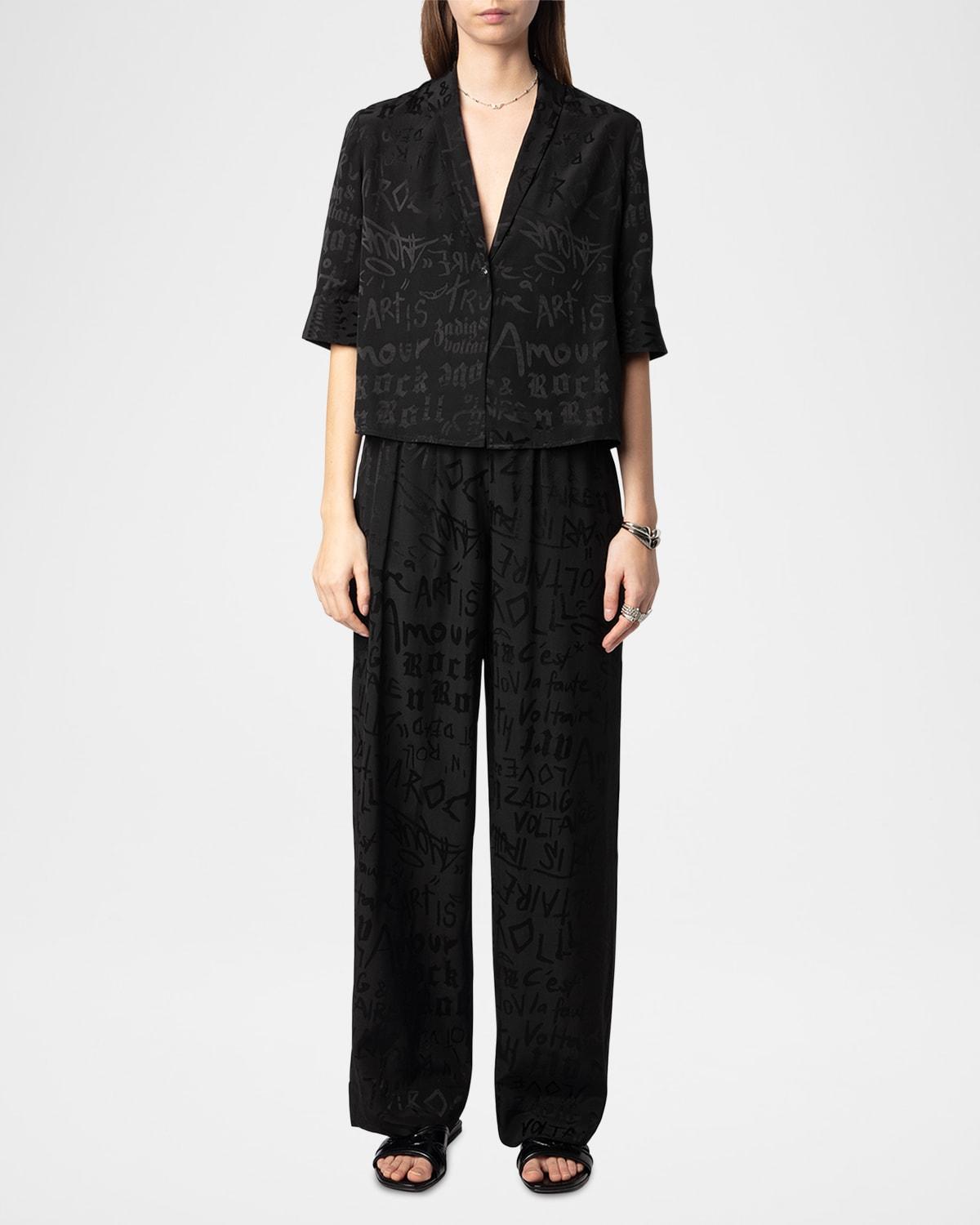 pin manifesto silk trousers