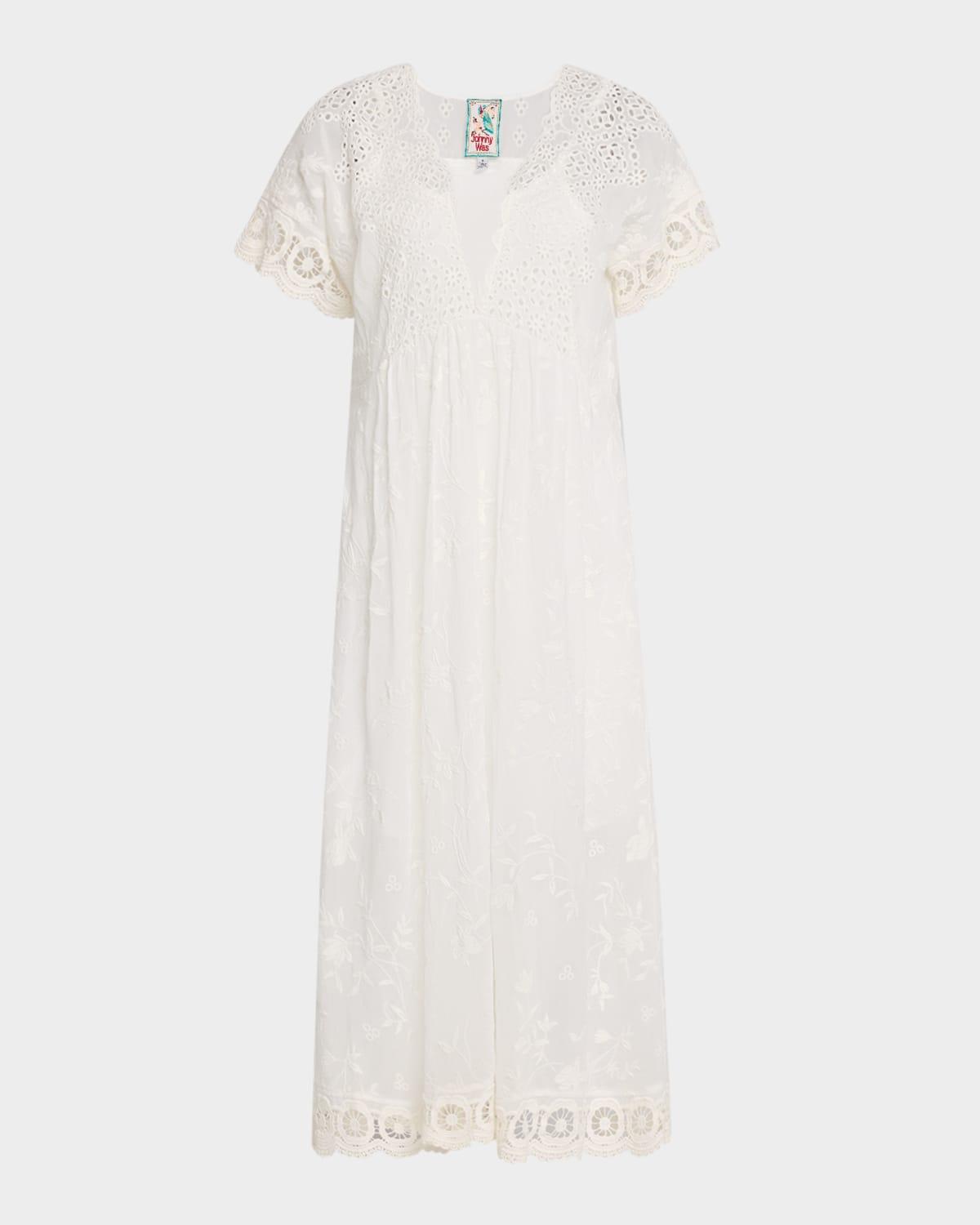pina scalloped eyelet embroidered midi dress