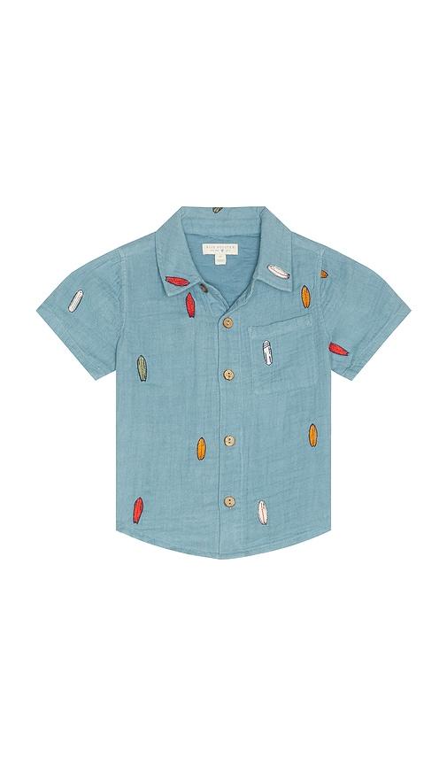 pink chicken boys jack shirt in blue.