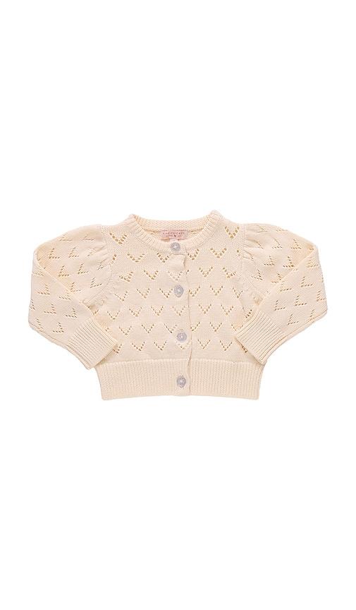 pink chicken connie sweater in ivory.