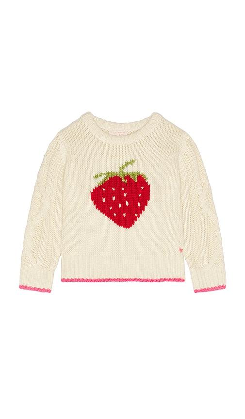 pink chicken girls haven sweater in cream.