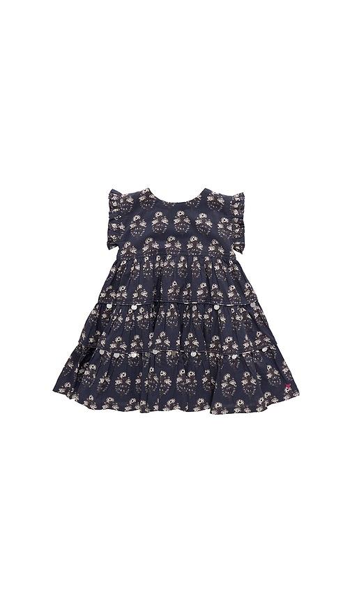 pink chicken girls peachy dress in navy.
