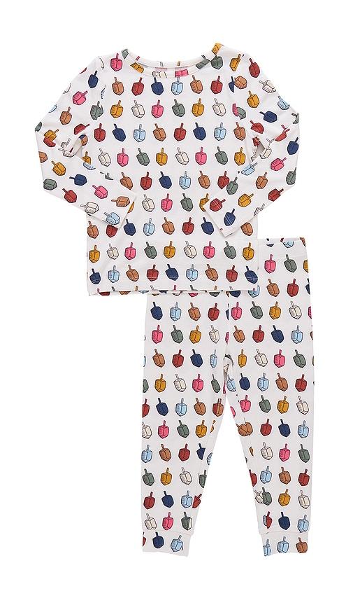 pink chicken kids bamboo pj set in multi.