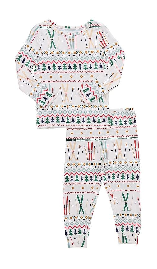 pink chicken kids bamboo pj set in white.