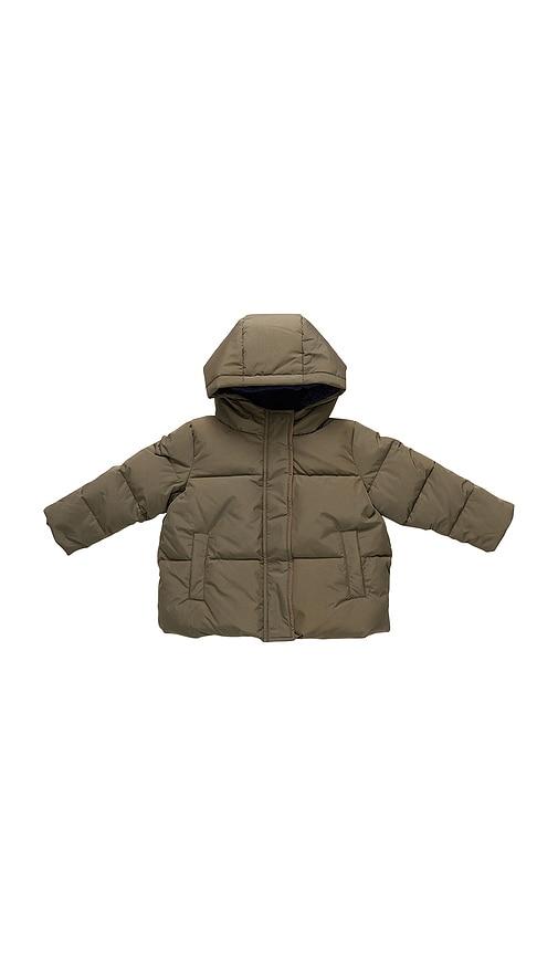 pink chicken pete puffer in sage.
