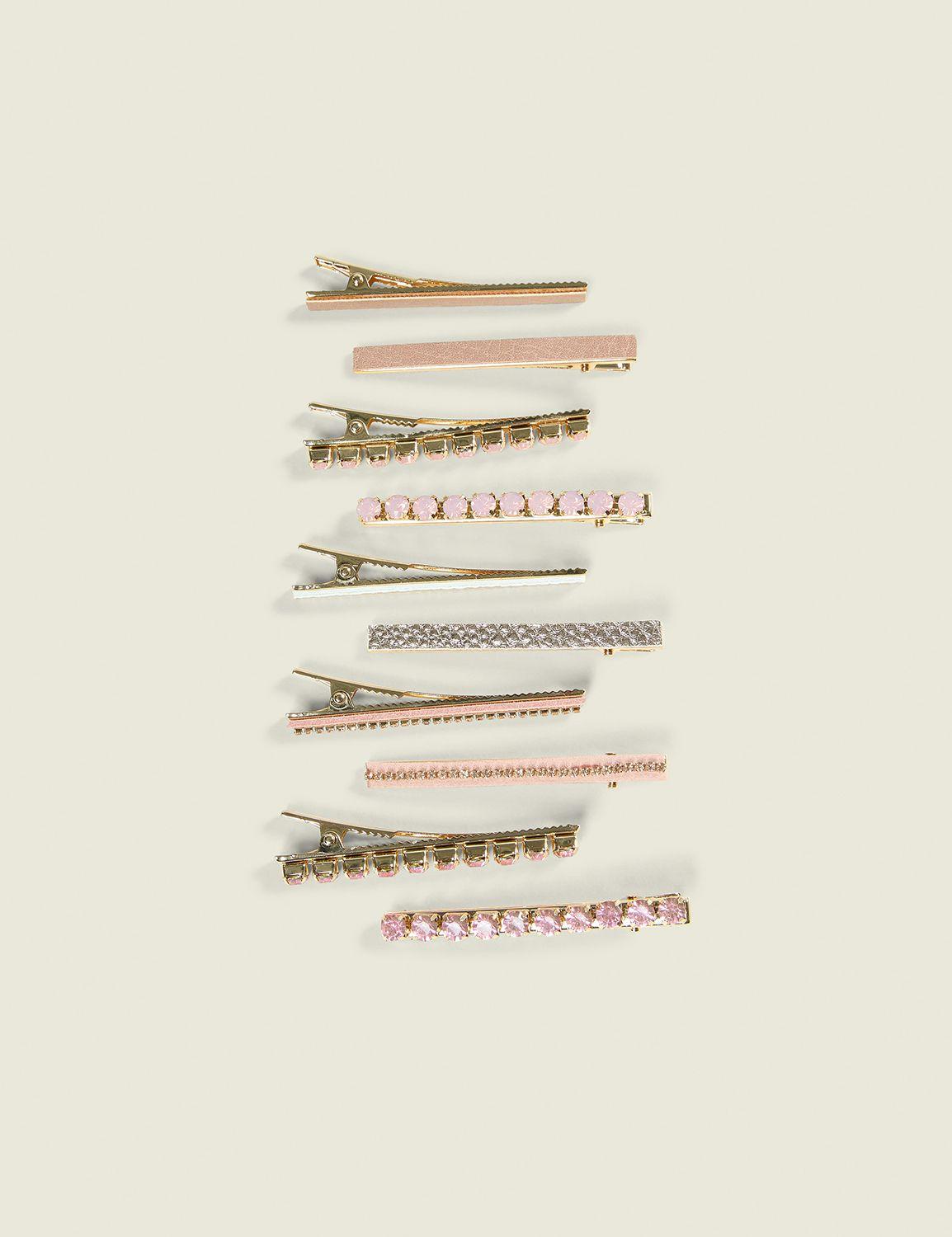 pink embellished hair clip pack
