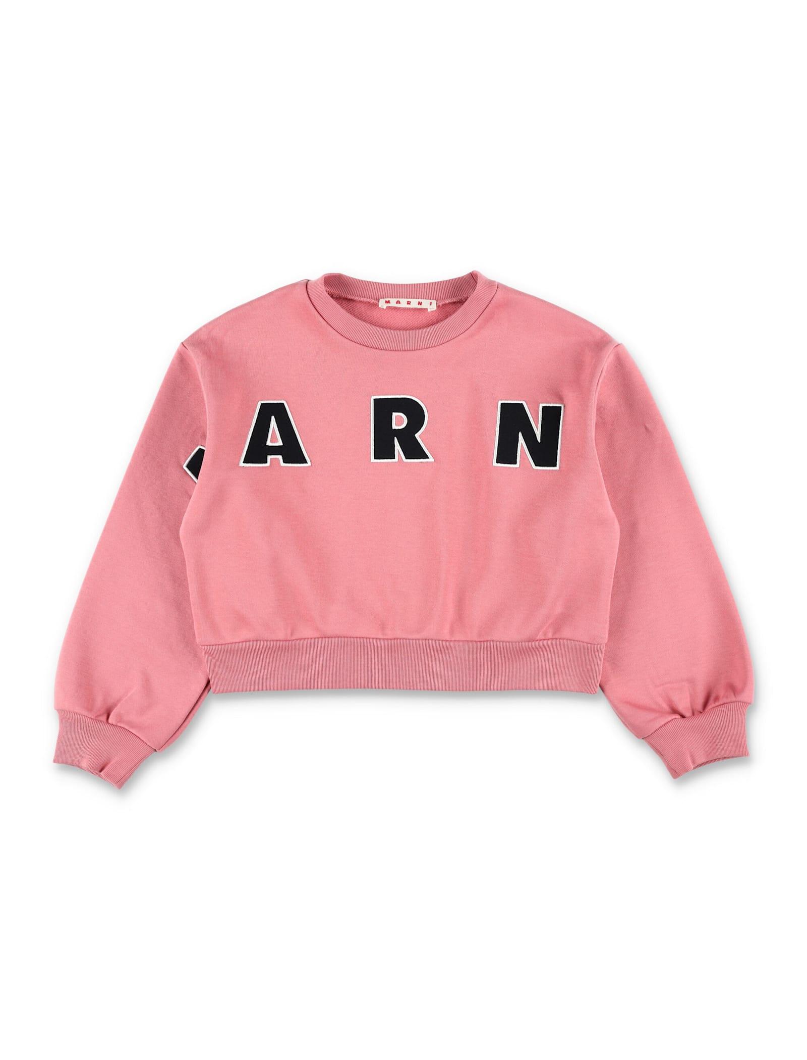 pink sweatshirt with logo marni kids