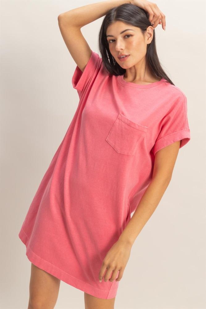 pink t-shirt mini dress