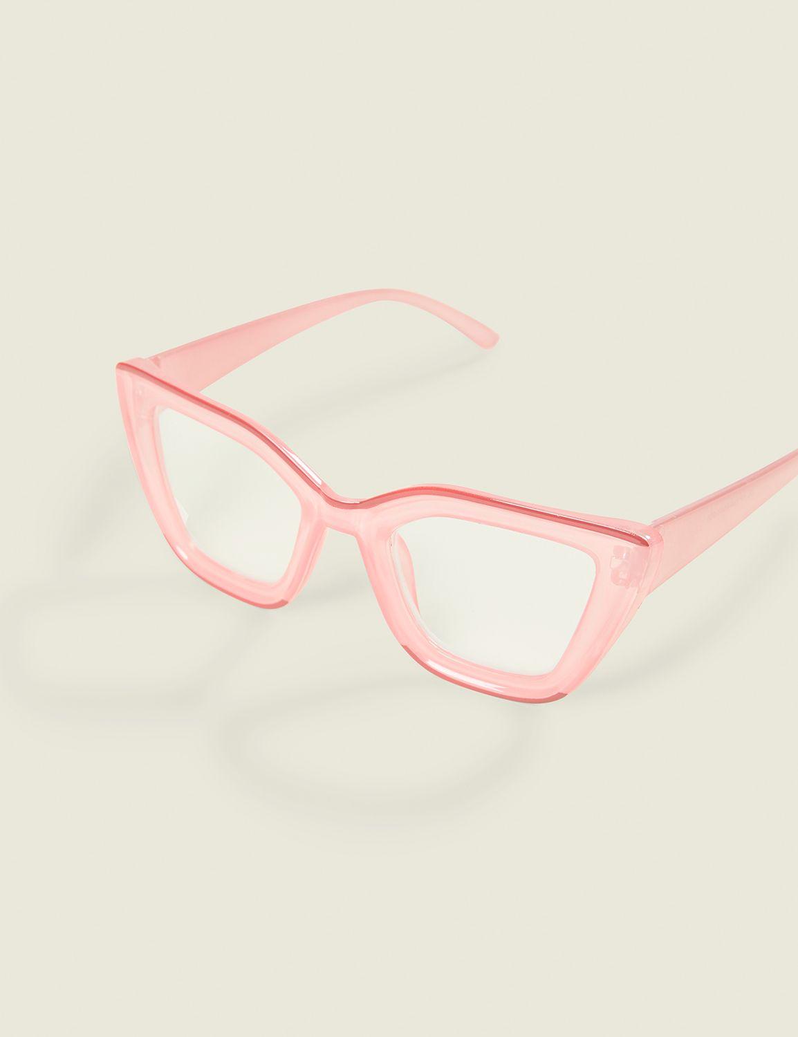 pink translucent cateye reading glasses