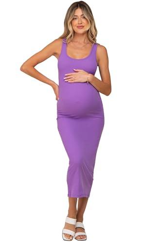 pinkblush lavender ribbed basic maternity maxi dress