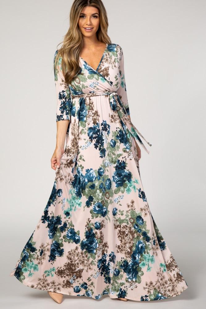 pinkblush light pink floral sash tie dress