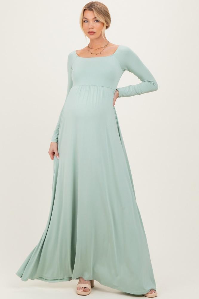 pinkblush sage off shoulder maternity maxi dress