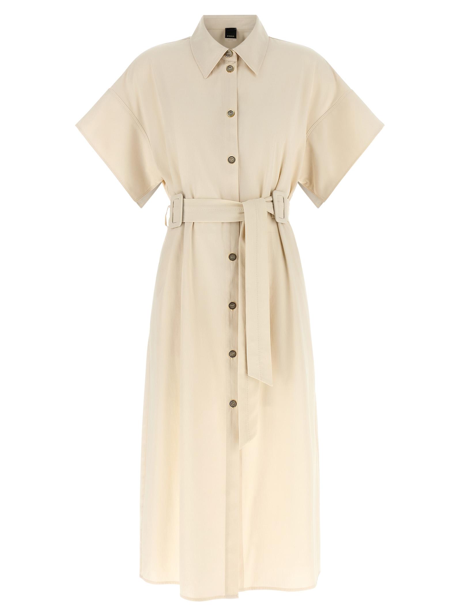 pinko alesha dress beige cotton - women