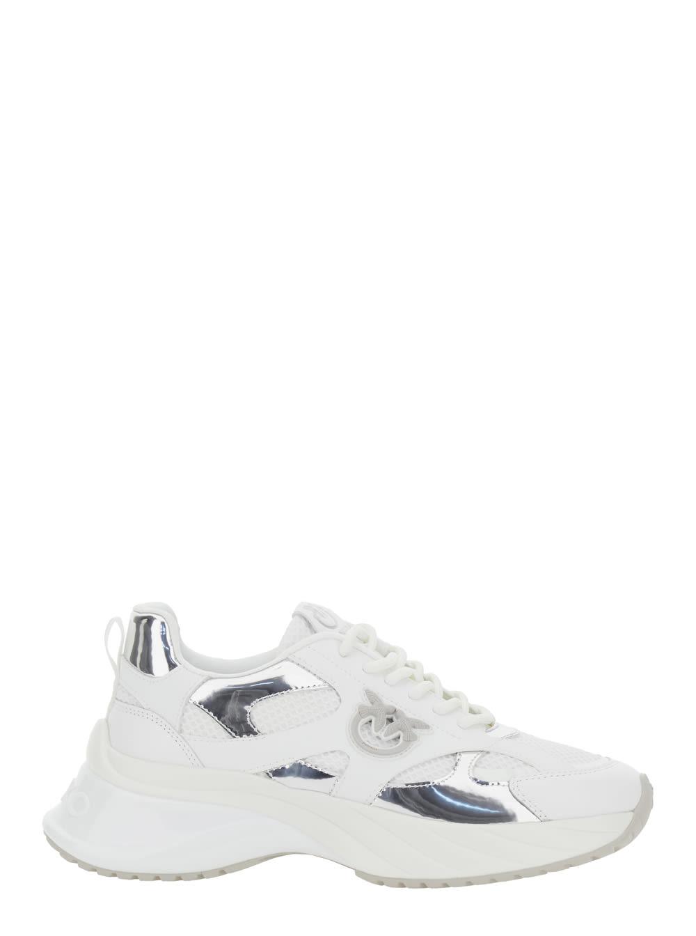 pinko ariel 15 - sneaker spreading/mesh/mirror white/silver