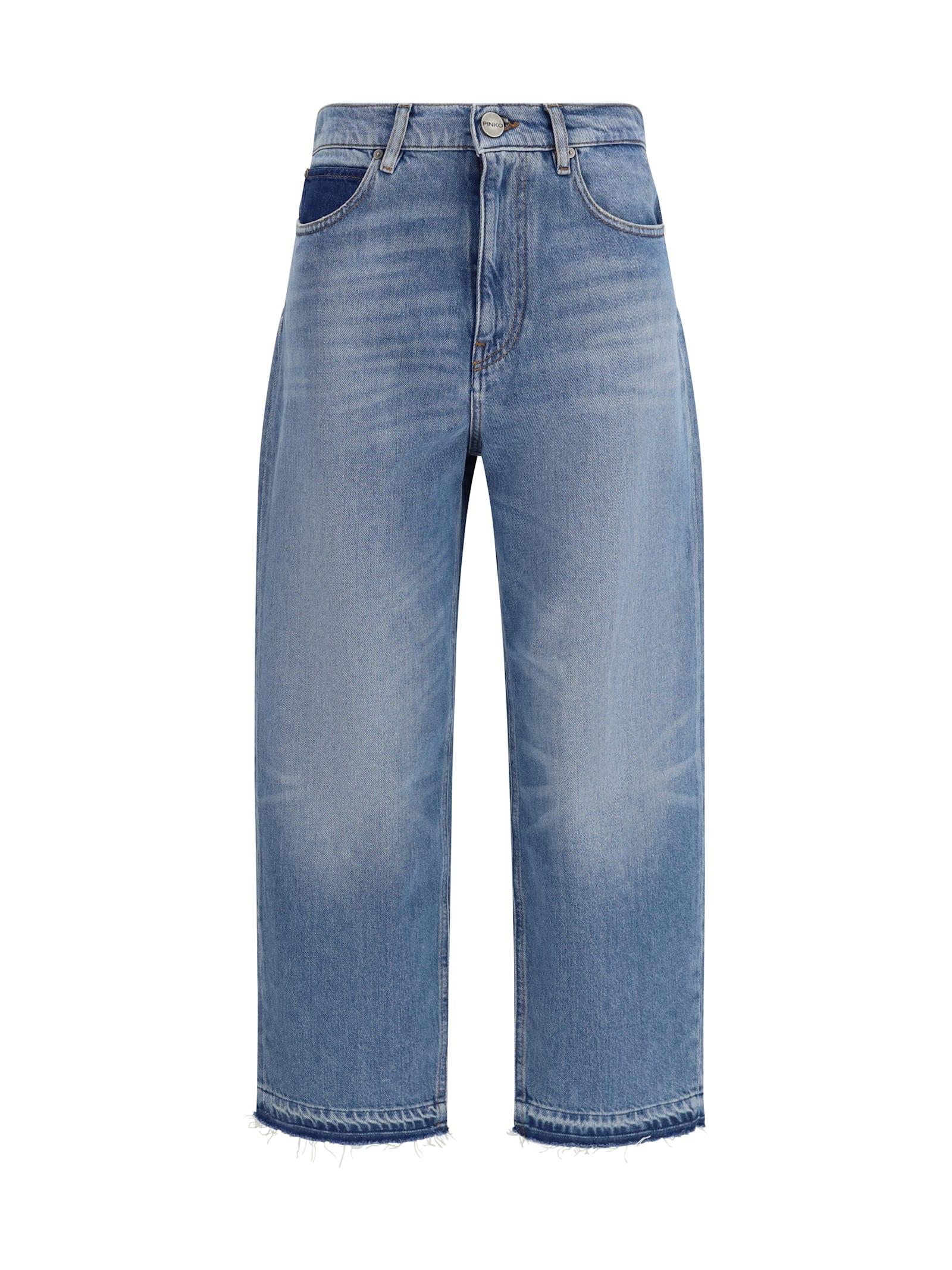 pinko balloon fit jeans in faded denim