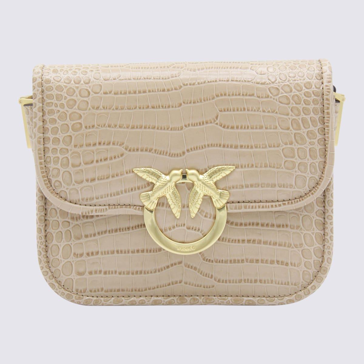 pinko beige leather crossbody bag