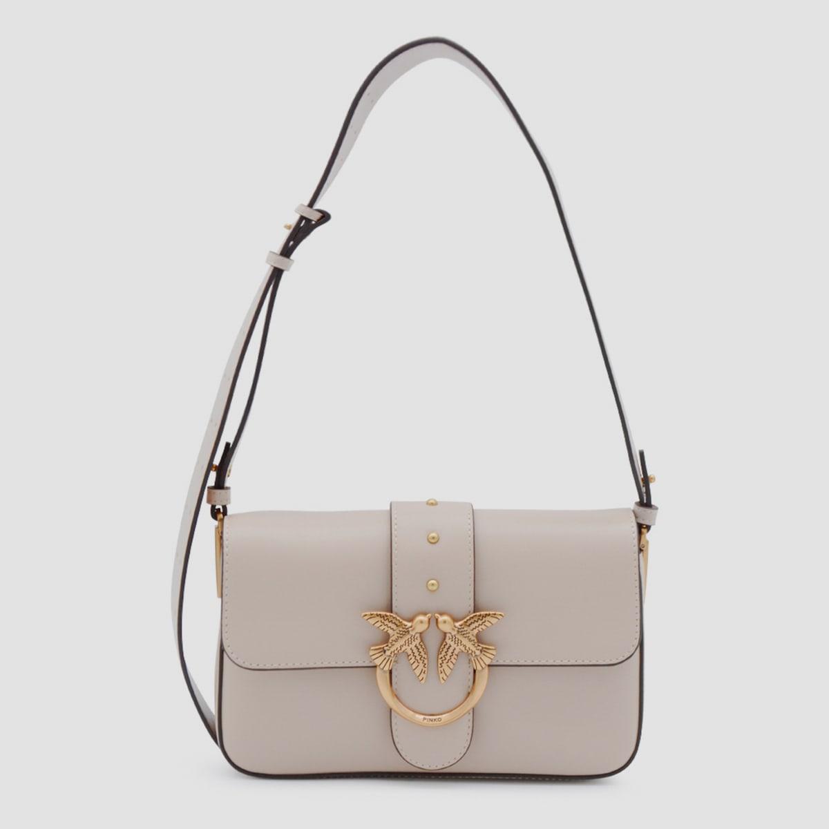 pinko beige leather shoulder bag