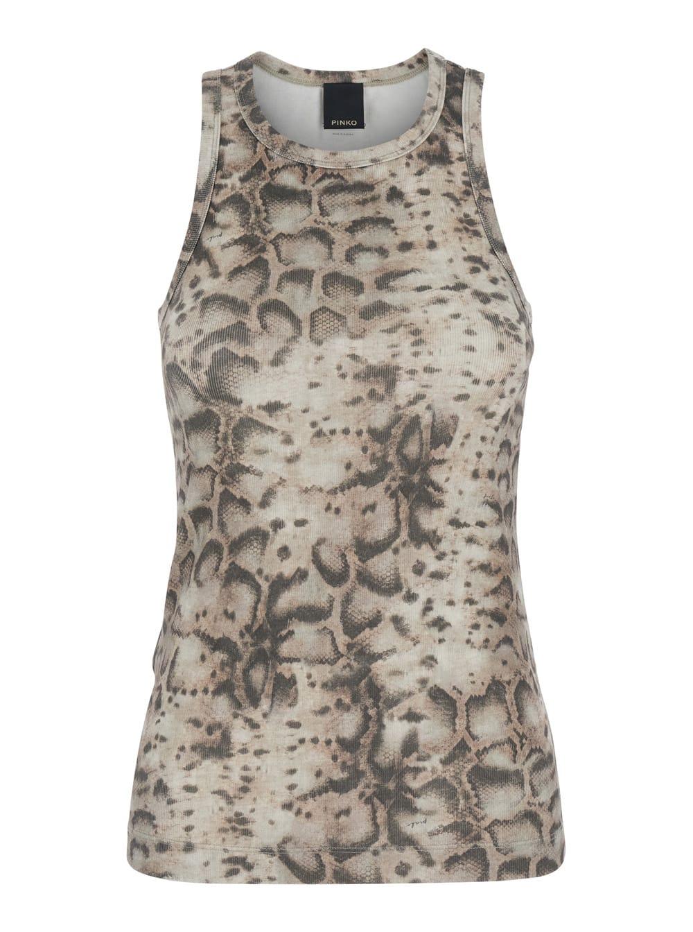 pinko belfiore ribbed tank top beige in viscose women
