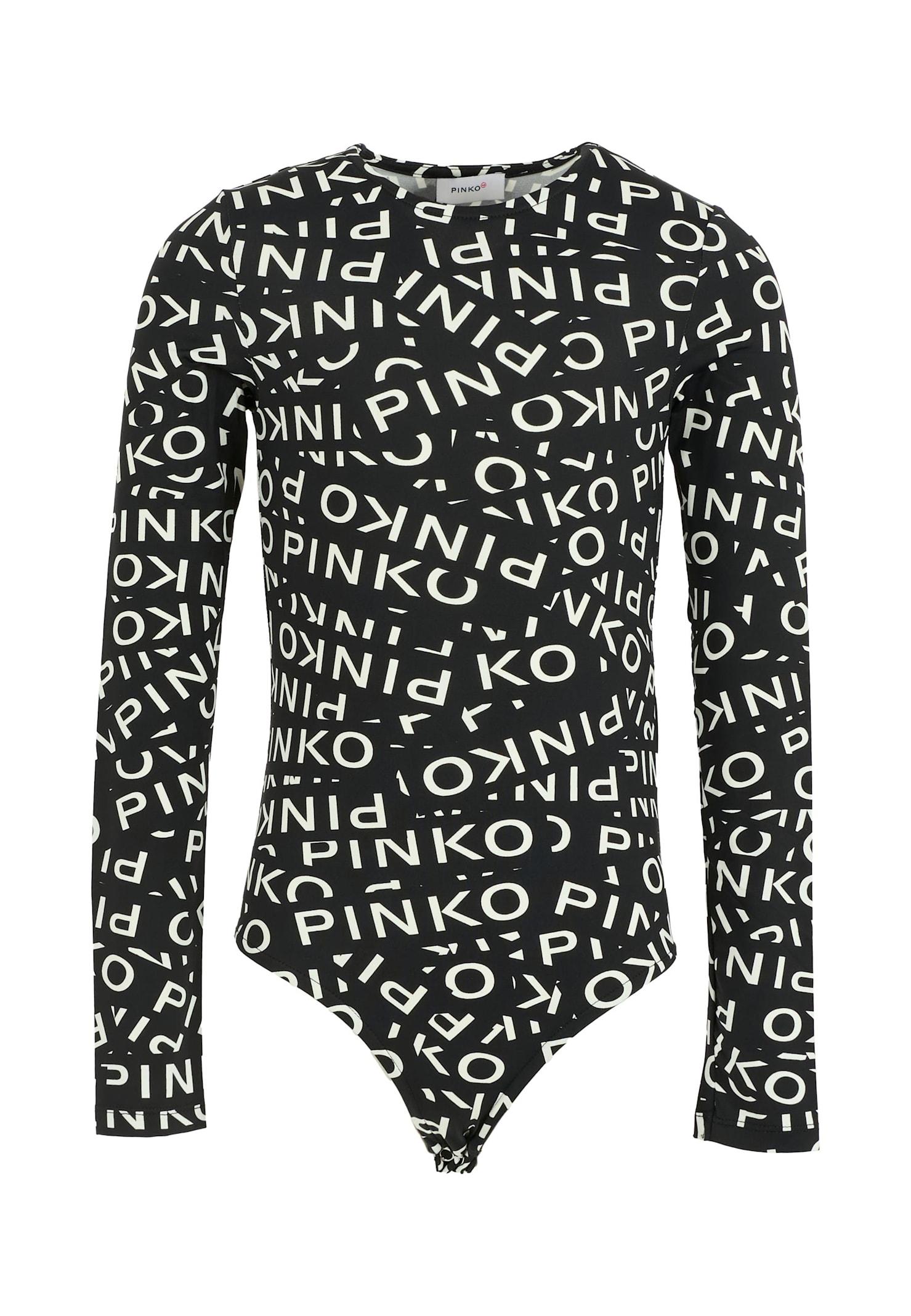pinko black bodysuit for girl with logo