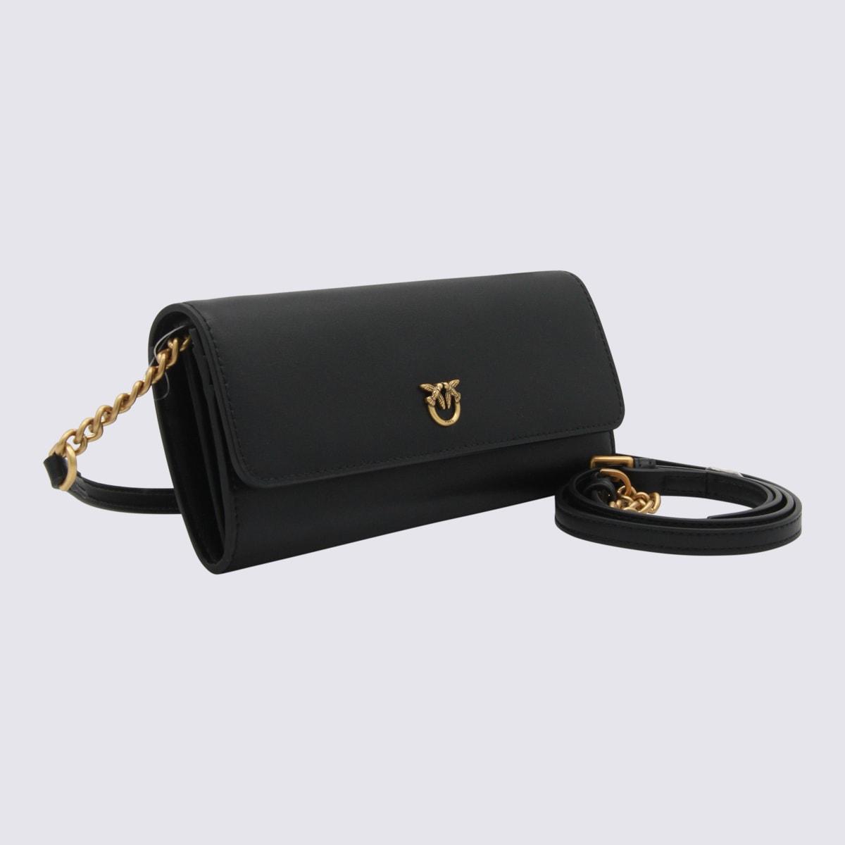 pinko black leather crossbody bag