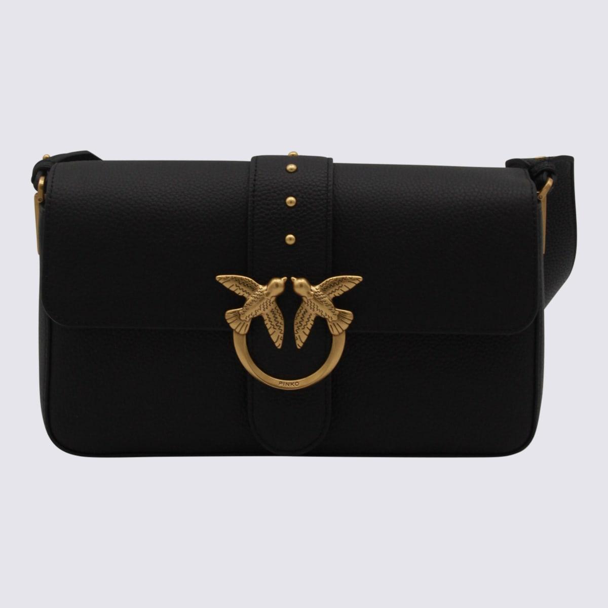 pinko black leather medium love bag slouchy