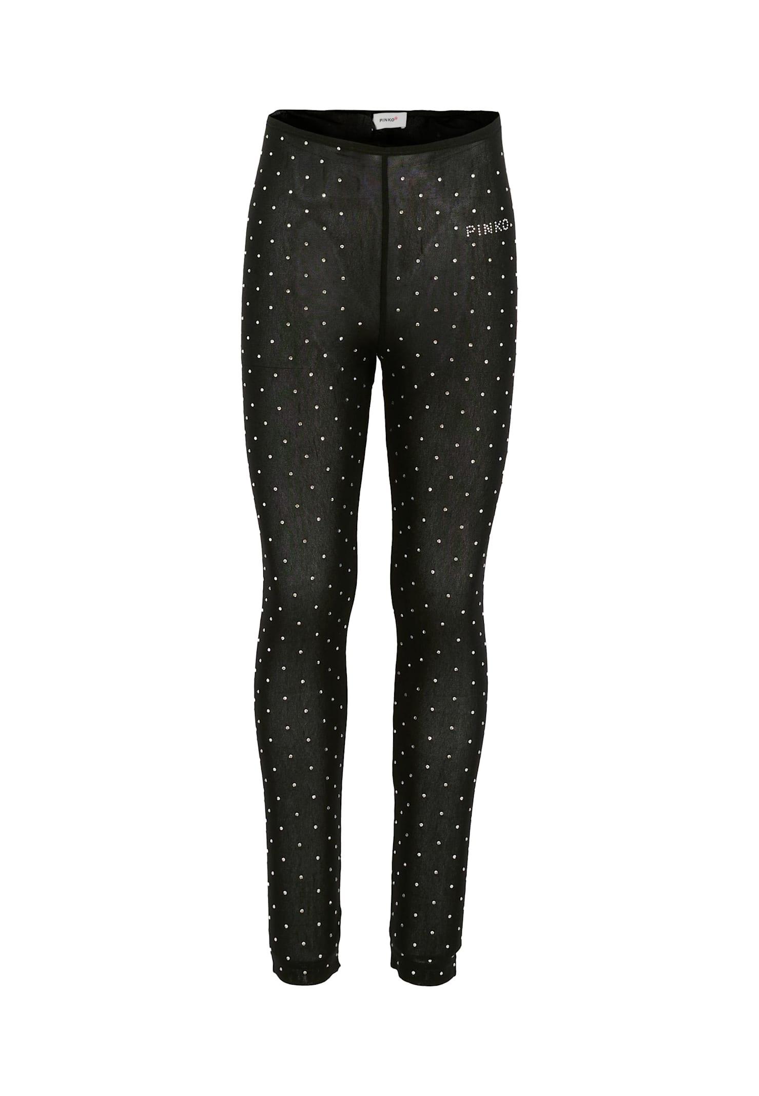 pinko black leggings for girl with rhinestones