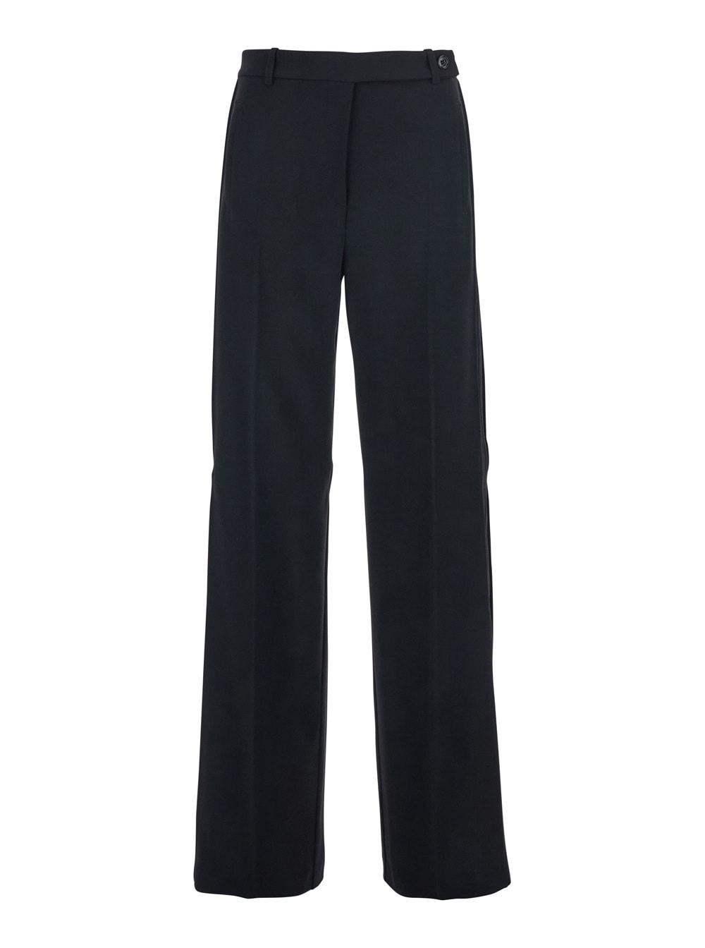 pinko black pants with pleated details and belt loops in tech fabric stretch woman