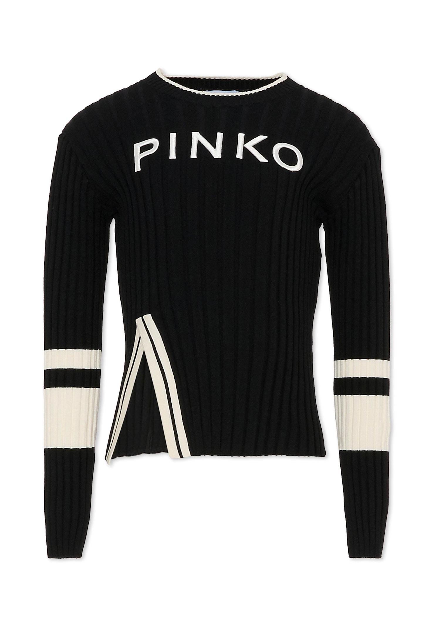 pinko black sweater for girl with logo