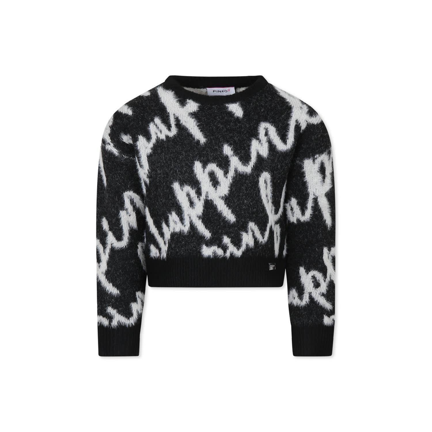 pinko black sweater for girl with writing