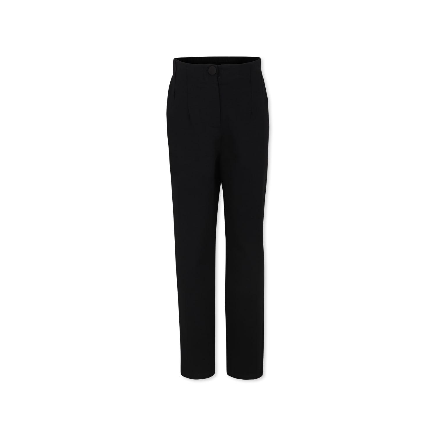 pinko black trousers for girl with logo