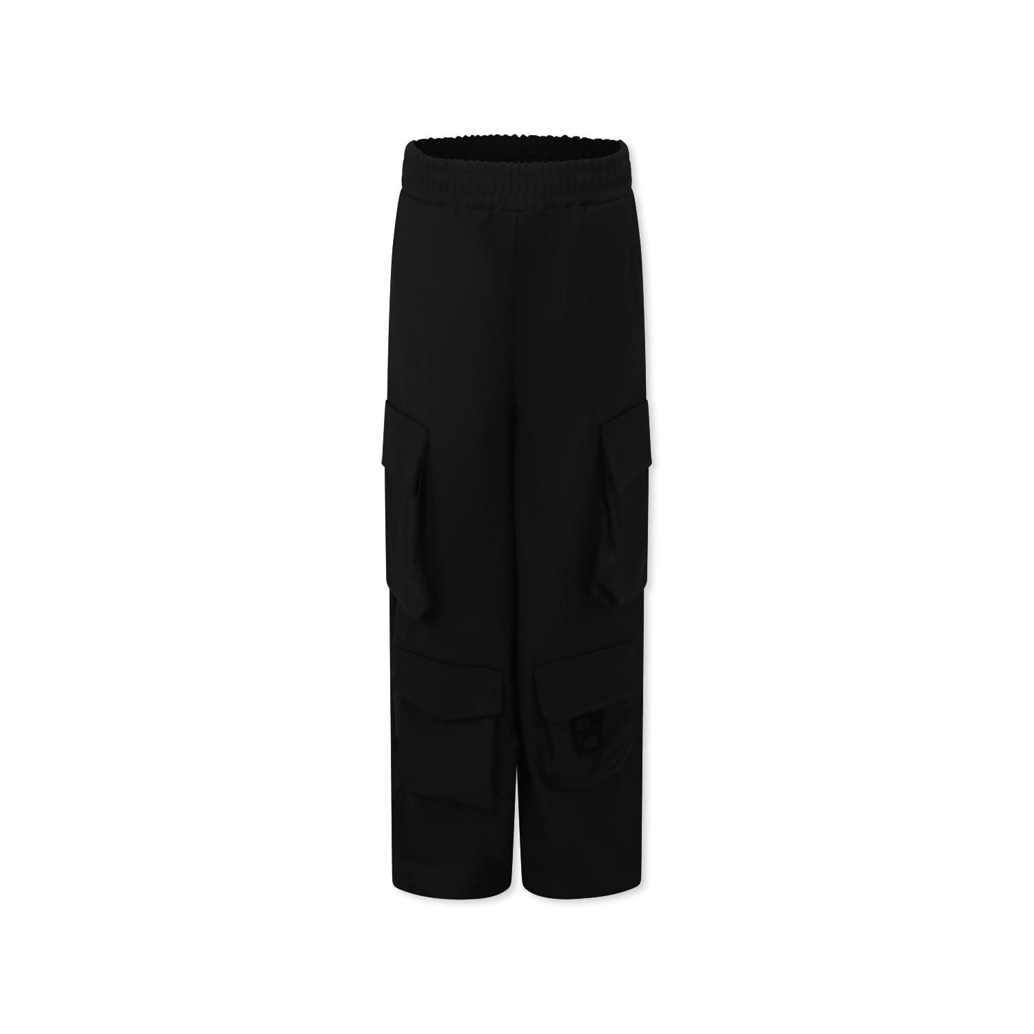 pinko black trousers for girl with logo