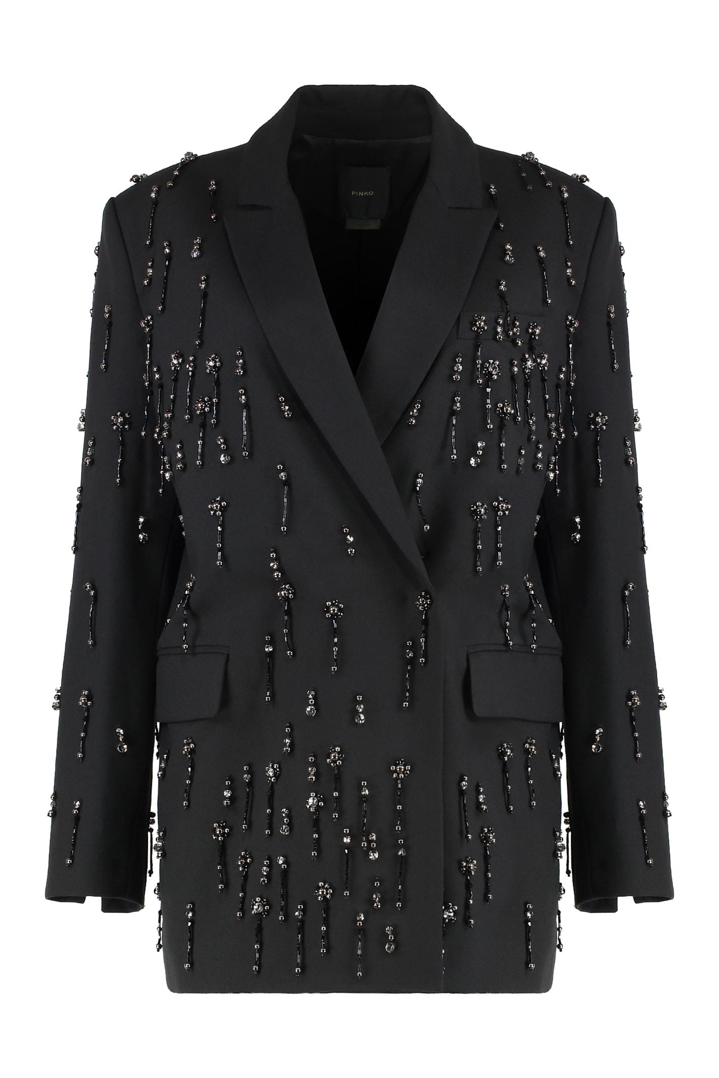pinko blazer with crystals and pearls