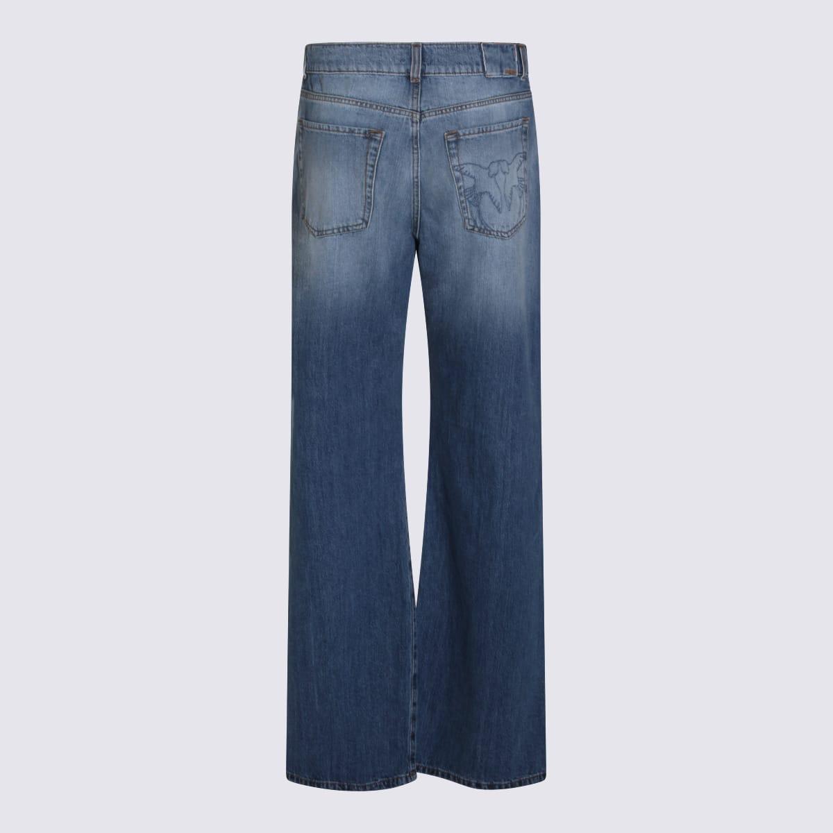 pinko blue denim wide leg jeans