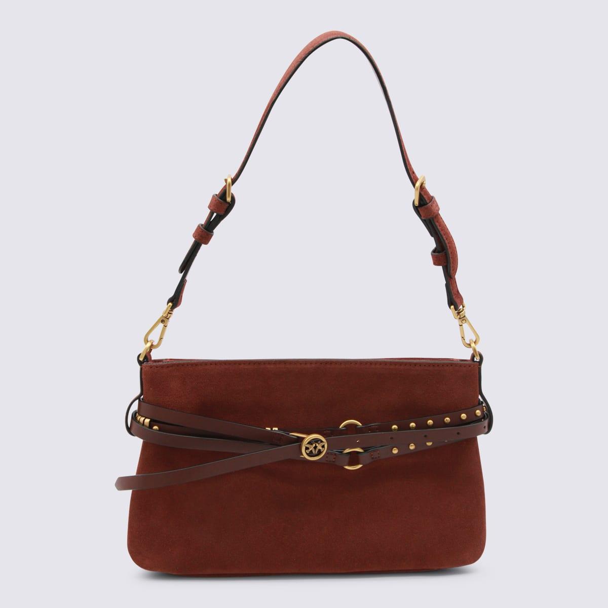 pinko brown leather shoulder bag